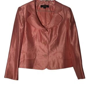 Kasper Pink Lined Cropped Blazer Size 14 Petite